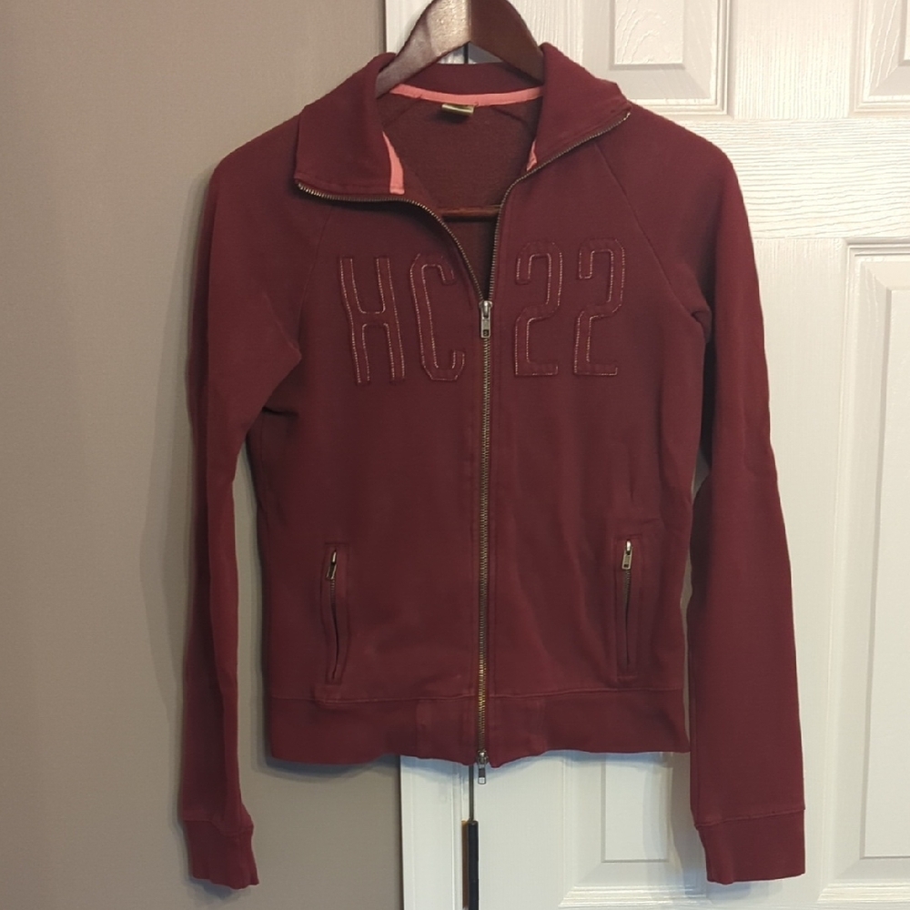 Y2K Women's Hollister Maroon Varsity Track Jacket  Full-Zip